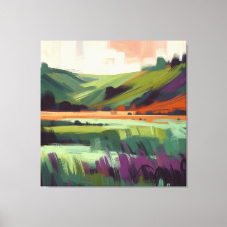 Lienzo Paisaje abstracto con cielo rosa, púrpura y gris