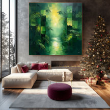 Paisaje Abstracto Monocromático Verde de Jungla