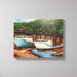 Lienzo Paisaje acrílico de la aldea pesquera