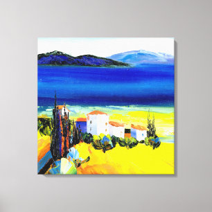 Lienzo Paisaje amarillo y azul