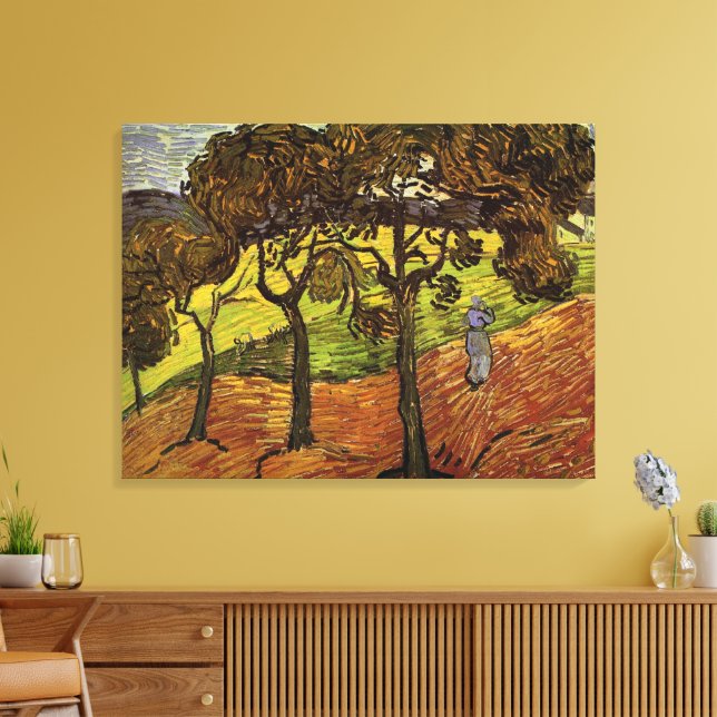 Lienzo Paisaje, árboles y figuras de Vincent van Gogh (Insitu (Sala de estar))