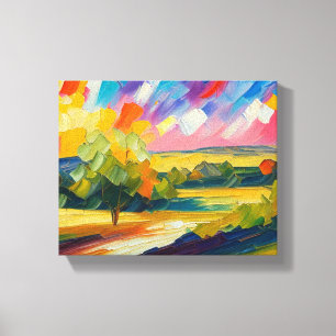 Lienzo Paisaje boscoso de ensueño en colores vibrantes