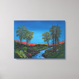Lienzo Paisaje colorido de la corriente de bosques rocoso