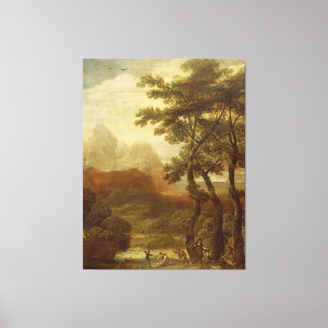 Lienzo Paisaje con cazadores, Ignacio de Iriarte, (Anverso)