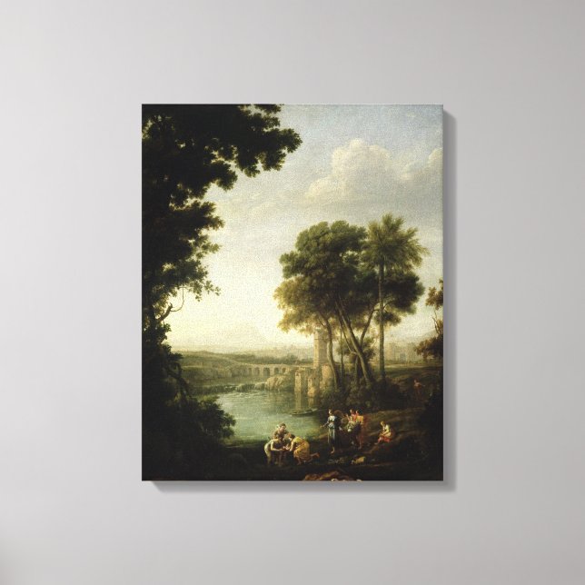 Lienzo Paisaje con el descubrimiento de Moses (Anverso)