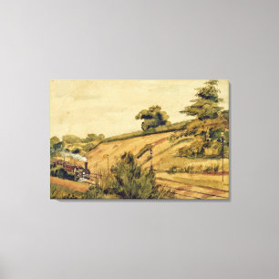 Lienzo Paisaje con el tren, 1854 (w/c y lápiz en pape