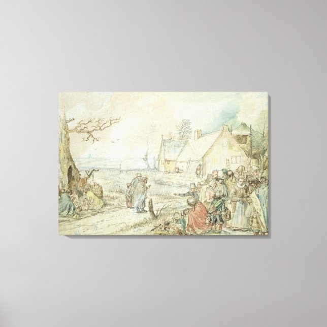 Lienzo Paisaje con los teloneros de la fortuna gitanos (Anverso)