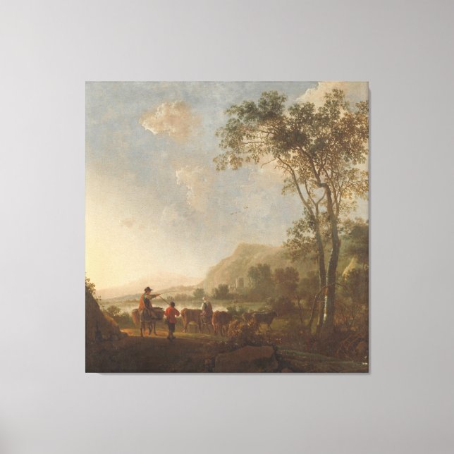 Lienzo Paisaje con pastores y ganado, Aelbert Cuyp, (Anverso)