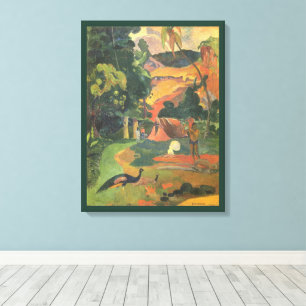 Lienzo Paisaje con pavos reales de Paul Gauguin