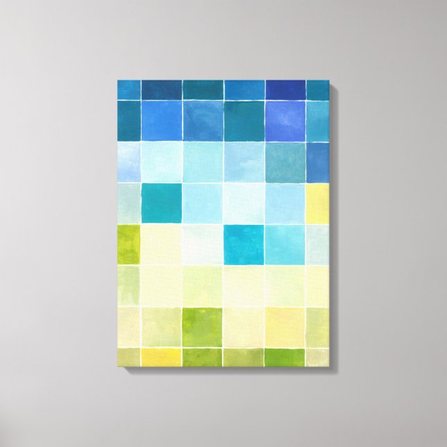 Lienzo Paisaje con plazas Pixilares Multicolores (Anverso)