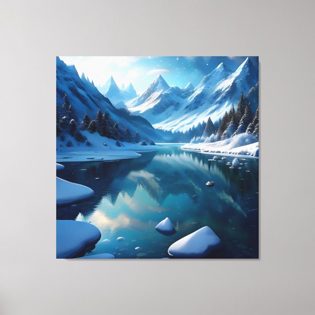 Lienzo Paisaje congelado de invierno de enero (Anverso)