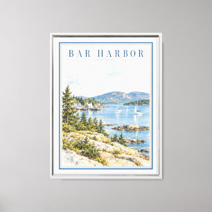 Lienzo Paisaje costero vintage de Bar Harbor Maine enmarc