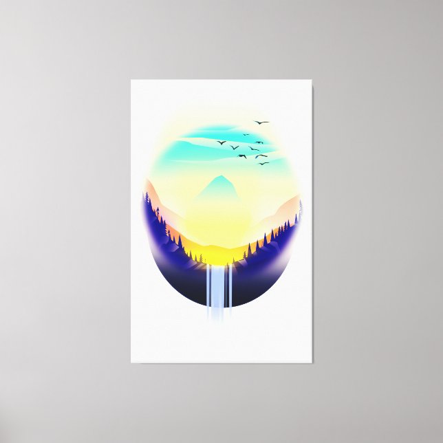 Lienzo Paisaje de cascada (Anverso)