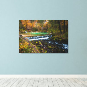 Lienzo Paisaje de cascada de otoño en Kamniška Bistrica,