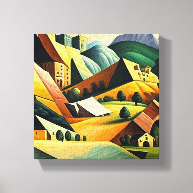 Lienzo paisaje de cubismo (Anverso)