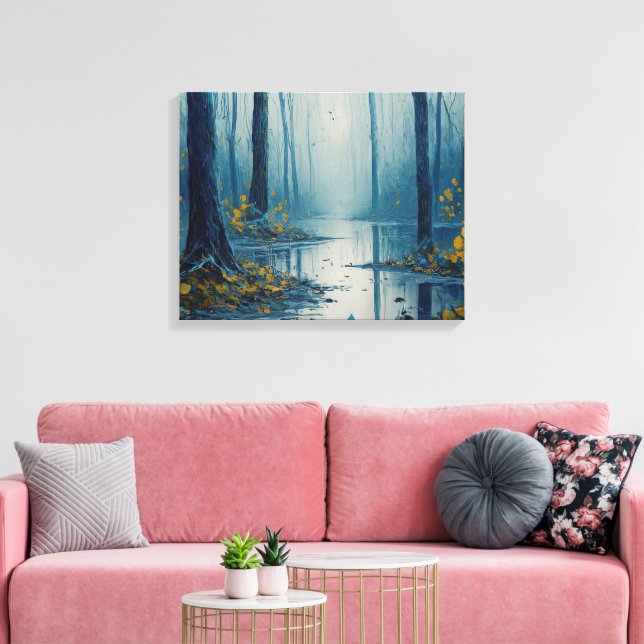 Lienzo Paisaje de estanques de bosques azules en las agua (Insitu (Sala de estar))