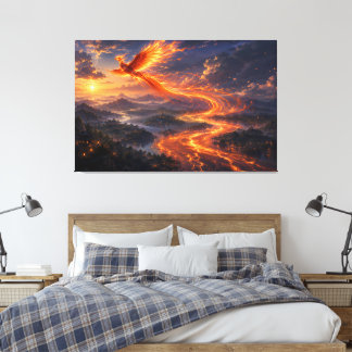 Lienzo Paisaje de fantasía del río de luz de fénix