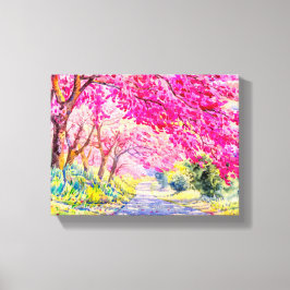 Lienzo Paisaje de flores de cerezo