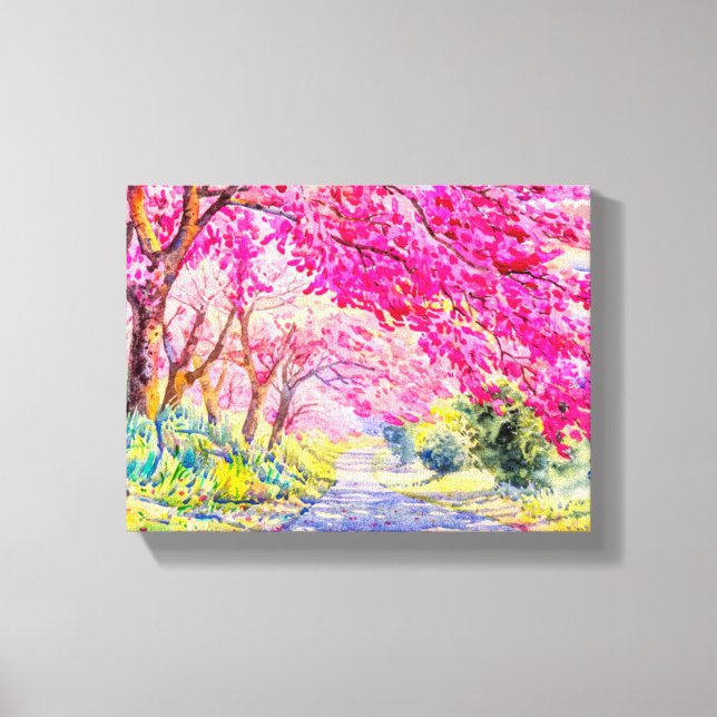 Lienzo Paisaje de flores de cerezo (Anverso)