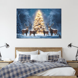 Lienzo Paisaje de invierno sereno con Navidades brillante