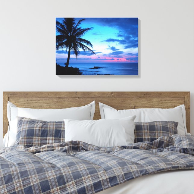 Lienzo Paisaje de la Bonito tropical azul rosa del atarde (Insitu(Dormitorio))