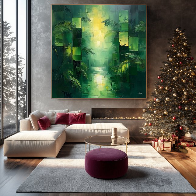 Lienzo Paisaje de la jungla verde abstracto monocromático (Subido por el creador)