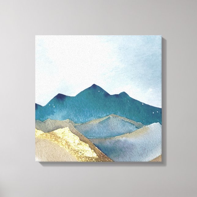Lienzo Paisaje de la montaña del Relieve metalizado dorad (Anverso)