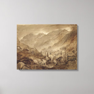 Lienzo Paisaje de la montaña, Macugnaga, 1845 (pluma y