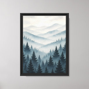 Lienzo Paisaje de la montaña Misty Blue Forest