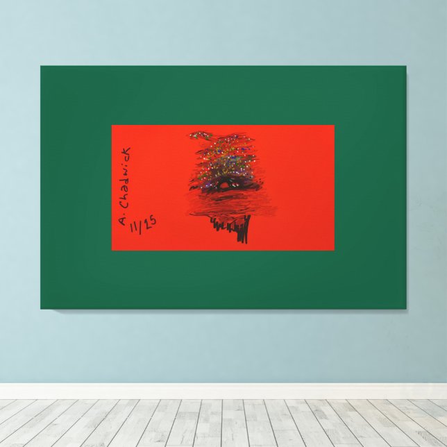 Lienzo Paisaje de Luna Naranja (Insitu (piso de madera))