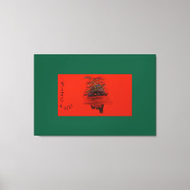 Lienzo Paisaje de Luna Naranja