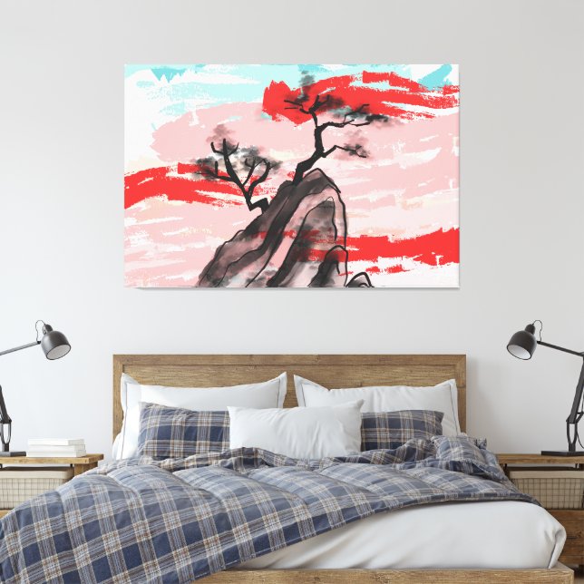 Lienzo Paisaje de montaña con sombra de árbol (Insitu(Dormitorio))