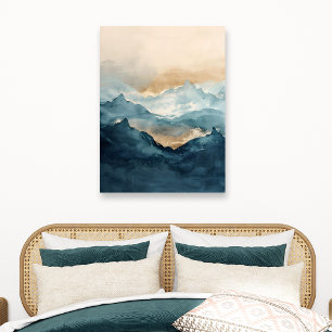 Lienzo Paisaje de montaña en acuarela abstracta