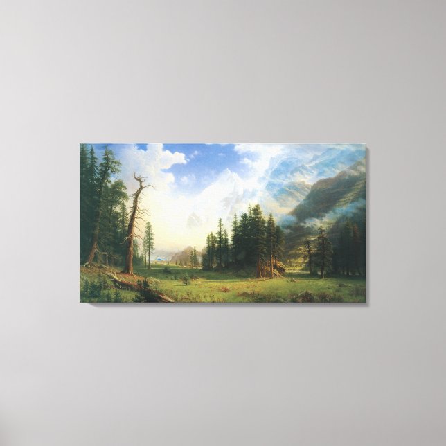 Lienzo Paisaje de montaña por Albert Bierstadt (Anverso)