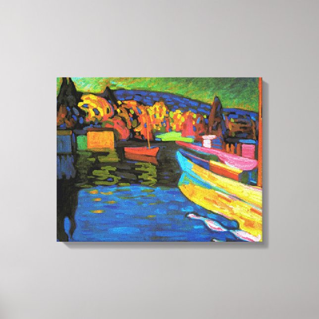 Lienzo Paisaje De Otoño Con Barcos (Anverso)