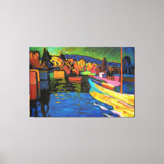 Lienzo Paisaje De Otoño Con Barcos (Anverso)