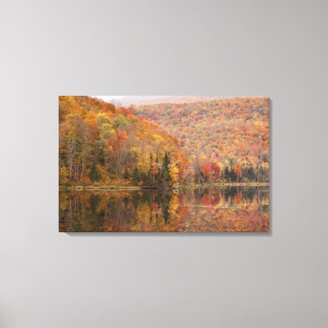 Lienzo paisaje de otoño con lago, Vermont, EE. UU. 2 (Anverso)