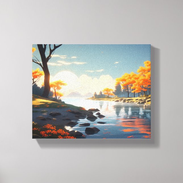 Lienzo Paisaje de otoño tranquilo (Anverso)