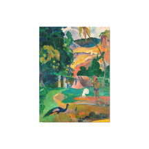 Paisaje de Paul Gauguin Matamoe con pavos reales