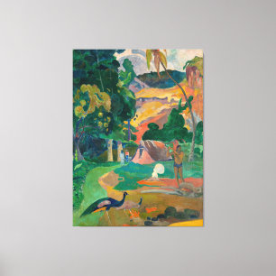 Lienzo Paisaje de Paul Gauguin Matamoe con pavos reales