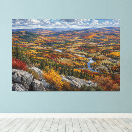 Lienzo Paisaje de pintura del valle del río otoñal
