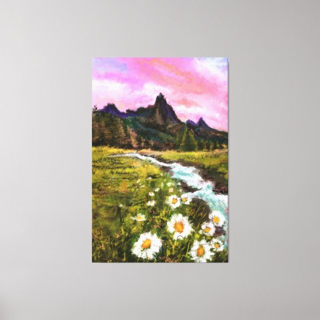 Lienzo Paisaje de primavera - Flores - Pintura original (Anverso)