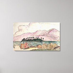 Lienzo Paisaje de Tahitian (w/c en el papel)