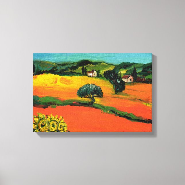 LIENZO PAISAJE DE TOSCANA CON GIRASOLES (Anverso)