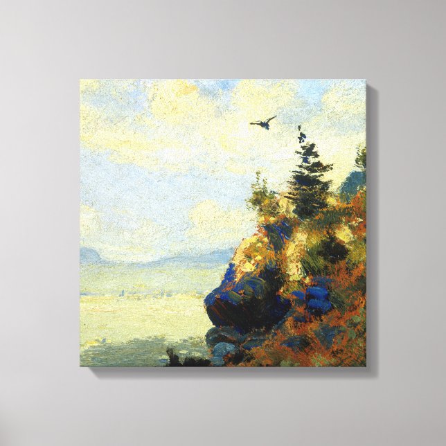 Lienzo Paisaje de Verano Louis Eilshemius con Halcón (Anverso)