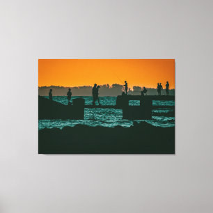 Lienzo Paisaje del atardecer del río, montevideo, uruguay