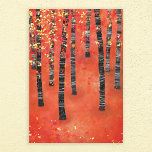 Lienzo Paisaje del bosque Birch<br><div class="desc">Pintura de un bosque de abedules o álamos en otoño. Bosque semiabstracto rojo,  naranja y amarillo.</div>