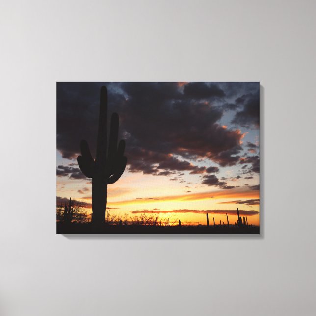 Lienzo Paisaje del desierto Saguaro Sunset III Arizona (Anverso)
