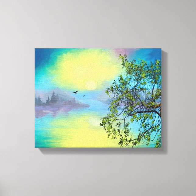 Lienzo Paisaje del Lago de Montaña Escenario (Anverso)