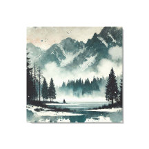 Paisaje del lago Foggy con acento Red Sunset